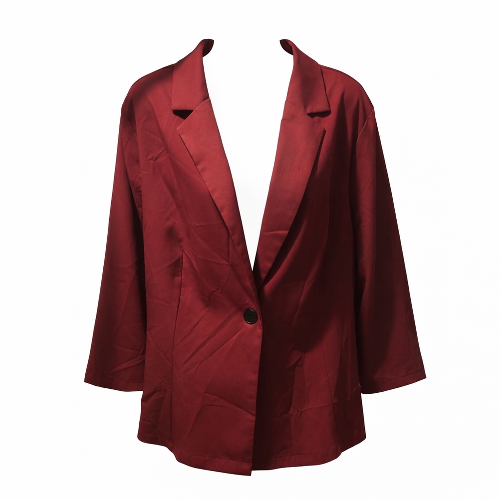 Shein Women's Burgundy Single Button Blazer - Like New - Picture 3 of 6